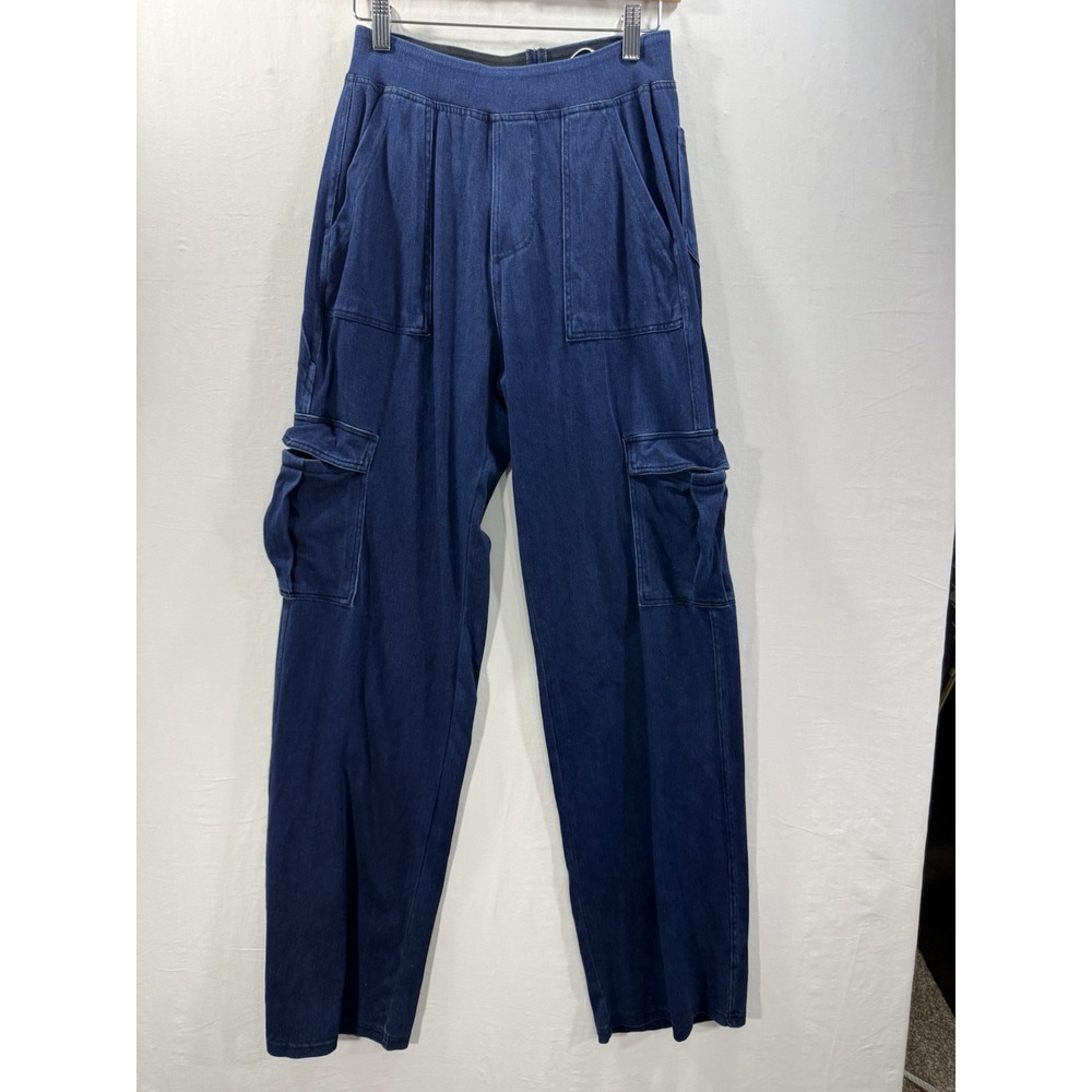 Halara Cargo Pants Women Small Tall Blue Wide Leg Stretch High Waist Utility